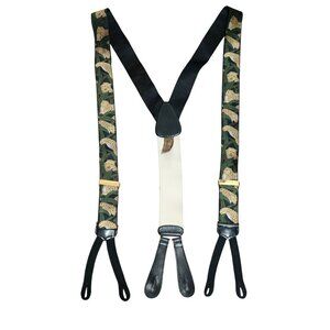 Vintage Trafalgar Silk Suspenders Les Leopards Jungle Braces Leather Tab Novelty